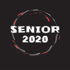 Senior 2020. Stylish graduation design for printing on t-shirts and hoodies.Vector illustration of a College, graduation logo for a holiday event or party. A graduate of the senior class of 2020
