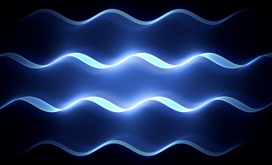 Fototapeta na wymiar Blue wavy pattern on dark background.