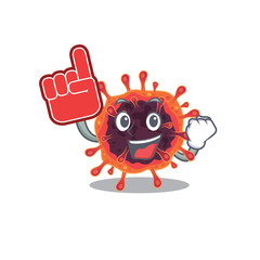 Corona virus zone mascot cartoon style with Foam finger