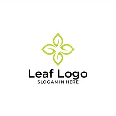 sophisticated green leaf vector with ornament concept logo design
