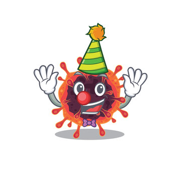 Cute and Funny Clown corona virus zone cartoon character mascot style