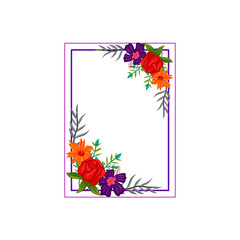 Vector frame Flowers Colors Blank Element Template Isolated