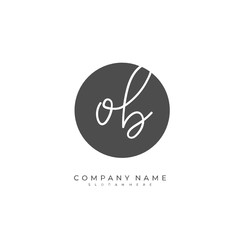 Handwritten initial letter O B OB for identity and logo. Vector logo template with handwriting and signature style.