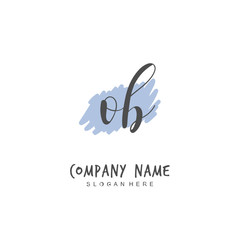 Fototapeta premium Handwritten initial letter O B OB for identity and logo. Vector logo template with handwriting and signature style.