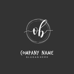 Handwritten initial letter O B OB for identity and logo. Vector logo template with handwriting and signature style.