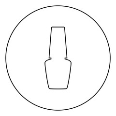Jar with nail polish for manicure Bottle silhouette Hand hygiene Manicure concept Varnish icon in circle round outline black color vector illustration flat style image