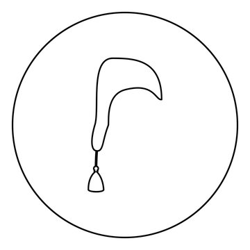 recommend clip art: Nightcap Hat for sleep icon in circle round outline black color vector illustration flat style image