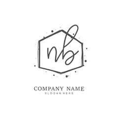 Handwritten initial letter N B NB for identity and logo. Vector logo template with handwriting and signature style.