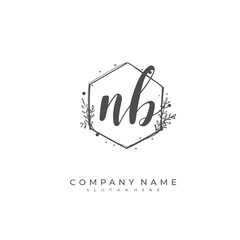 Handwritten initial letter N B NB for identity and logo. Vector logo template with handwriting and signature style.