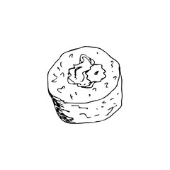 Hand-drawn roll isolated on a white background