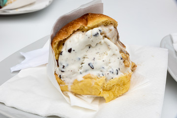 Brioche with Sicilian ice cream