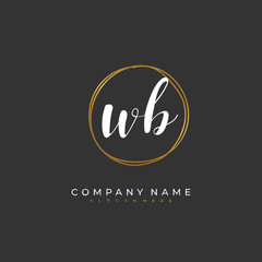 Handwritten initial letter W B WB for identity and logo. Vector logo template with handwriting and signature style.