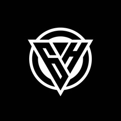 GH logo with negative space triangle shape and circle rounded