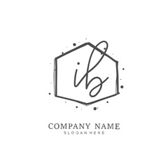 Handwritten initial letter I B IB for identity and logo. Vector logo template with handwriting and signature style.