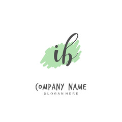 Handwritten initial letter I B IB for identity and logo. Vector logo template with handwriting and signature style.