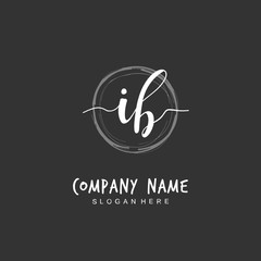 Handwritten initial letter I B IB for identity and logo. Vector logo template with handwriting and signature style.