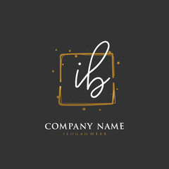 Handwritten initial letter I B IB for identity and logo. Vector logo template with handwriting and signature style.