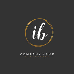 Handwritten initial letter I B IB for identity and logo. Vector logo template with handwriting and signature style.