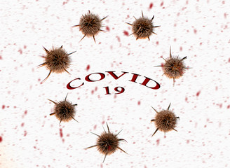 Model of a coronavirus strain from Wuhan.Conceptual exposure- COVID 19- CORONAVIRUS. Natural element- Dipsacus