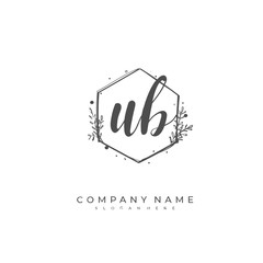 Handwritten initial letter U B UB for identity and logo. Vector logo template with handwriting and signature style.