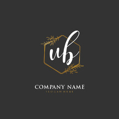 Handwritten initial letter U B UB for identity and logo. Vector logo template with handwriting and signature style.