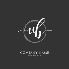 Handwritten initial letter U B UB for identity and logo. Vector logo template with handwriting and signature style.