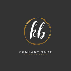 Handwritten initial letter K B KB for identity and logo. Vector logo template with handwriting and signature style.