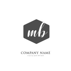 Handwritten initial letter M B MB for identity and logo. Vector logo template with handwriting and signature style.