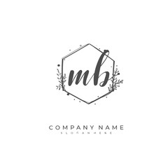 Handwritten initial letter M B MB for identity and logo. Vector logo template with handwriting and signature style.