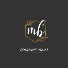 Handwritten initial letter M B MB for identity and logo. Vector logo template with handwriting and signature style.