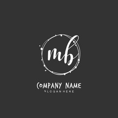 Handwritten initial letter M B MB for identity and logo. Vector logo template with handwriting and signature style.