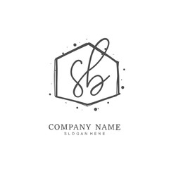 Handwritten initial letter S B SB for identity and logo. Vector logo template with handwriting and signature style.