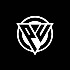 PU logo with negative space triangle shape and circle rounded