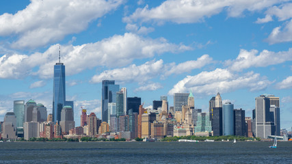 Fototapeta na wymiar New York, NY, USA. Amazing skyline of Manhattan skyscrapers and buildings from Ellis Island
