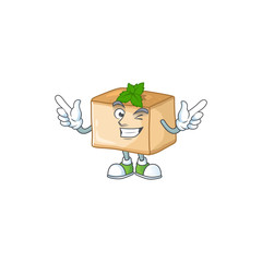 Funny basbousa cartoon design style with wink eye face