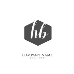 Handwritten initial letter H B HB for identity and logo. Vector logo template with handwriting and signature style.