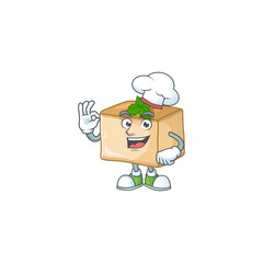 A picture of basbousa cartoon character wearing white chef hat