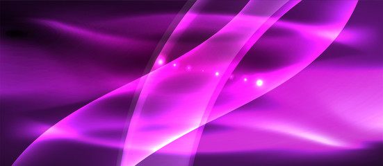 Abstract background. Shiny design neon waves with light effects, techno trendy design. Vector Illustration For Wallpaper, Banner, Background, Card, Book Illustration, landing page