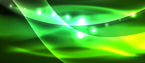 Fototapeta premium Abstract background. Shiny design neon waves with light effects, techno trendy design. Vector Illustration For Wallpaper, Banner, Background, Card, Book Illustration, landing page