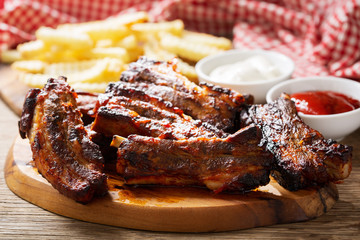 Grilled pork ribs and french fries