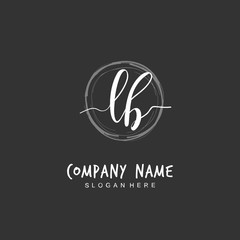 Handwritten initial letter L B LB for identity and logo. Vector logo template with handwriting and signature style.