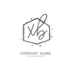  Handwritten initial letter X B XB for identity and logo. Vector logo template with handwriting and signature style.