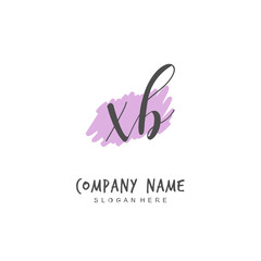  Handwritten initial letter X B XB for identity and logo. Vector logo template with handwriting and signature style.