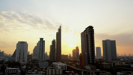 Fototapeta na wymiar City view at sunrise
