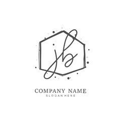  Handwritten initial letter J B JB for identity and logo. Vector logo template with handwriting and signature style.