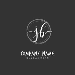  Handwritten initial letter J B JB for identity and logo. Vector logo template with handwriting and signature style.