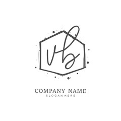 Handwritten initial letter V B VB for identity and logo. Vector logo template with handwriting and signature style.