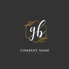 Handwritten initial letter G B GB for identity and logo. Vector logo template with handwriting and signature style.