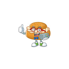 Talented semla gamer mascot design using controller