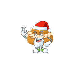 Semla cartoon character of Santa showing ok finger